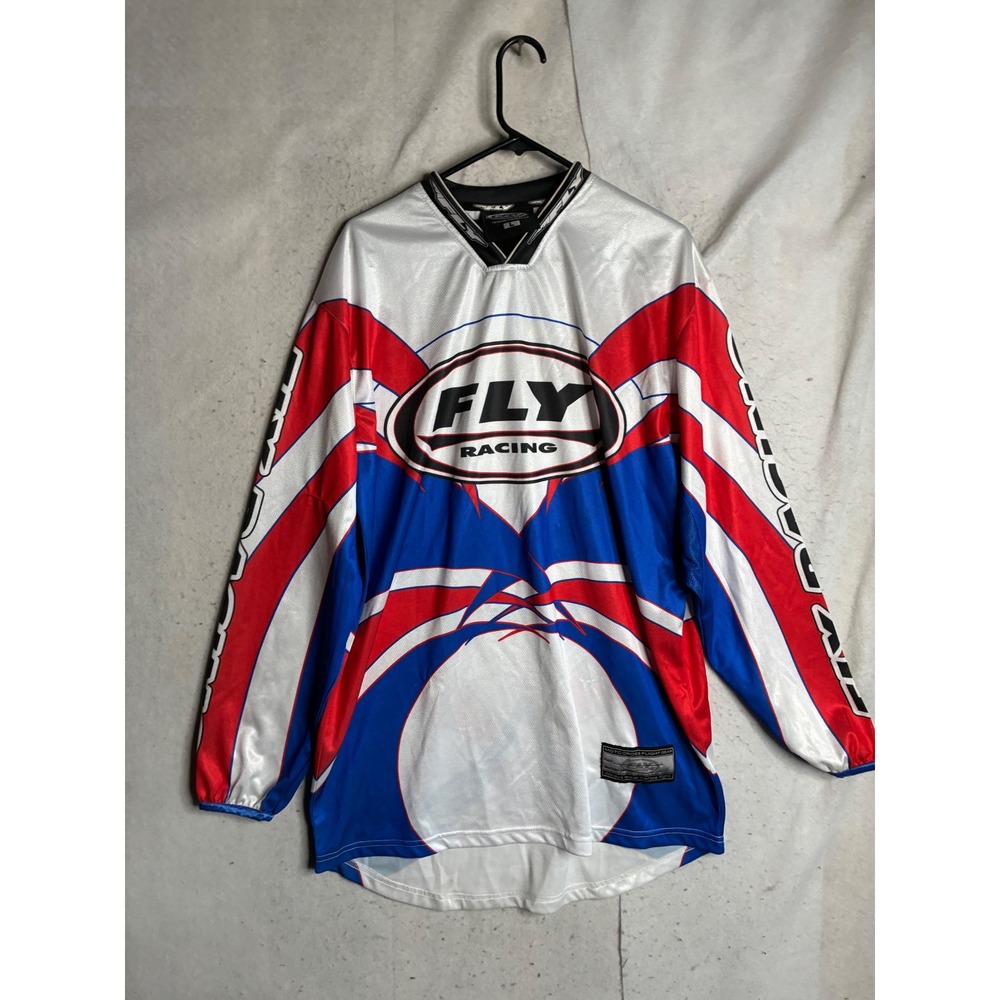 Fly Racing Motocross Jersey Mens Large Red White Blue Flight Gear Model 208 BMX
